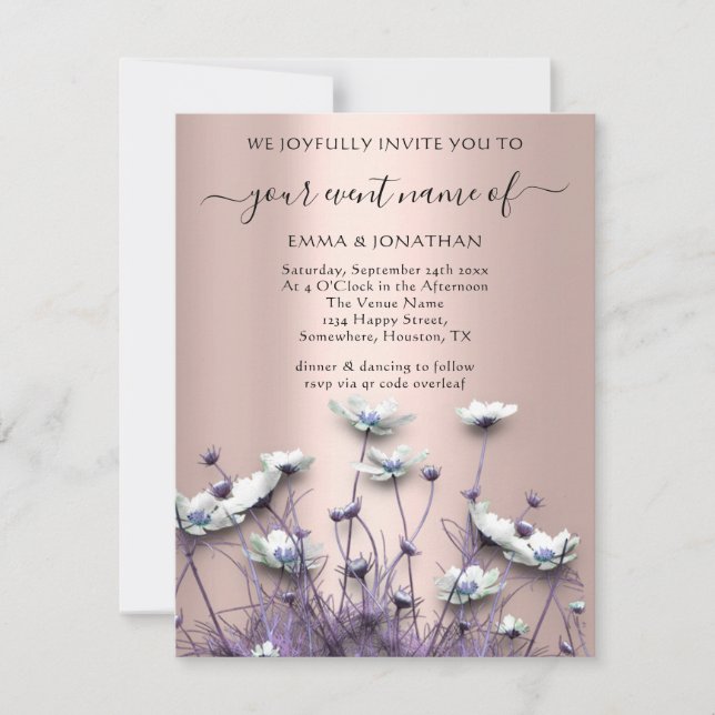 QR CODE Blommigt Meadow Wildblomme Lila Ro (Framsida)