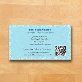 QR Code Blue Swimming Pool Water Pool Contractor Visitkort