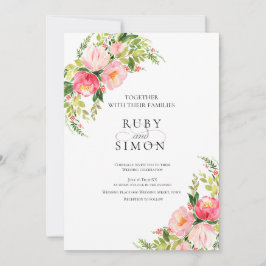 QR Code Bohemian Watercolor Floral Wreath Wedding Inbjudningar