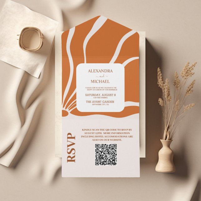 QR Code Boho Chic Retro Blommigt Bröllop (Skapare uppladdad)