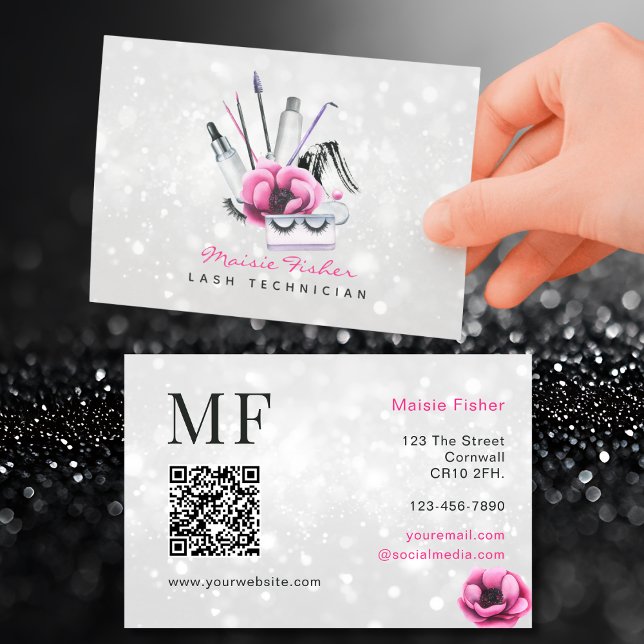 QR Code Bokeh Lash Technician, Eyelashes QR Code Visitkort (Skapare uppladdad)