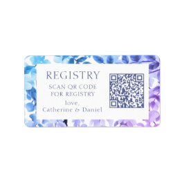 QR Code Bröllop Gift Registry Watercolor Blommigt Adressetikett