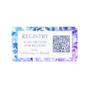 QR Code Bröllop Gift Registry Watercolor Blommigt Adressetikett