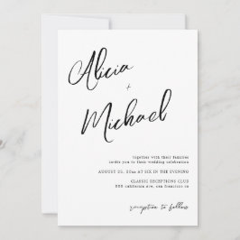 QR CODE bröllop med enkelt par namn-skript Inbjudningar