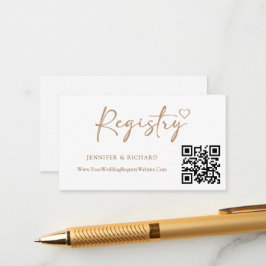 QR Code Bröllop Registry Elegant Guld Calligraphy Tilläggskort