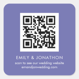 QR Code Bröllop webbplats Namn Lilac Fyrkantigt Klistermärke