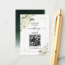 QR Code Bröllop webbplats White Blommigt Guld Encl Tilläggskort