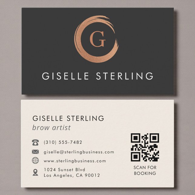 QR Code Brow Artist Modern Minimalist Visitkort (Skapare uppladdad)