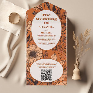 QR Code Burnt Orange Wildblommor Bröllop