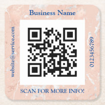 QR Code Bus. Name, Website Promo, Rose Gold Marble