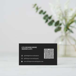 QR Code Business Card | Modern Minimalist Black Visitkort