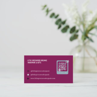 QR Code Business Card |  Modern Minimalist purple Visitkort