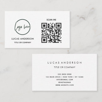 QR Code Business Logo | Black Modern Professional  Visitkort