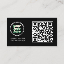 QR Code Business Logo | Black Modern Professional  Visitkort