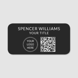 QR Code Business Logo Modern Professional Black Namnbricka