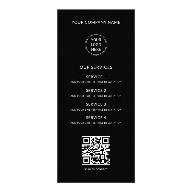 QR Code Business Logo Modern Professional Black Reklamkort (Framsidan)