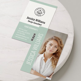 QR Code Business Logo Modern Professional Green Visitkort