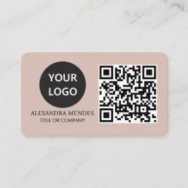 QR Code Business Logotyp, Boho Beige Professionell Visitkort
