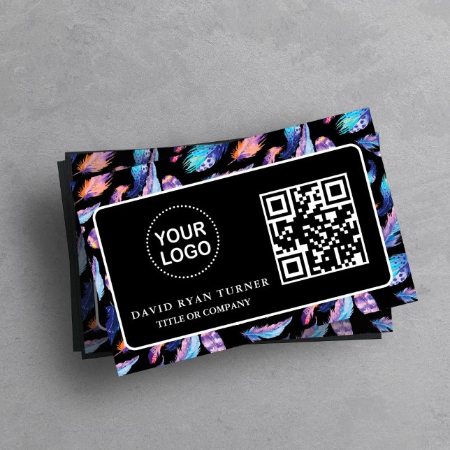 QR Code Business Logotyp Guld Black Professionell Visitkort (Skapare uppladdad)