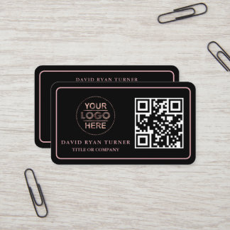 QR Code Business Logotyp Guld Black Professionell Visitkort
