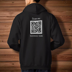 QR Code Business Logotyp Professionell Black Moder Hoodie
