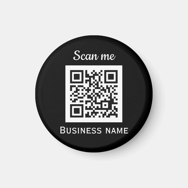 QR Code Business Logotyp Professionell Black Moder Magnet (Framsidan)