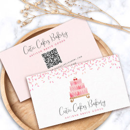 QR Code Cake  Rosa Sprinkles Pastry Chef Chic Visitkort