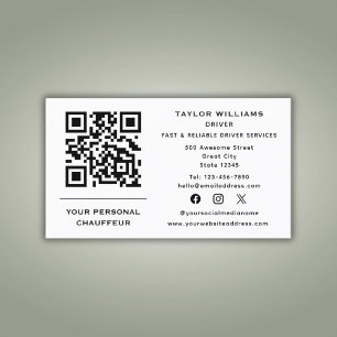 QR Code Chauffeur Service Taxi Driver Social Media Visitkort