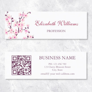 QR Code Cherry Blommars Rosa White Mini Visitkort