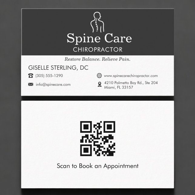 QR Code Chiropractor Office Spine Logo Visitkort (Skapare uppladdad)