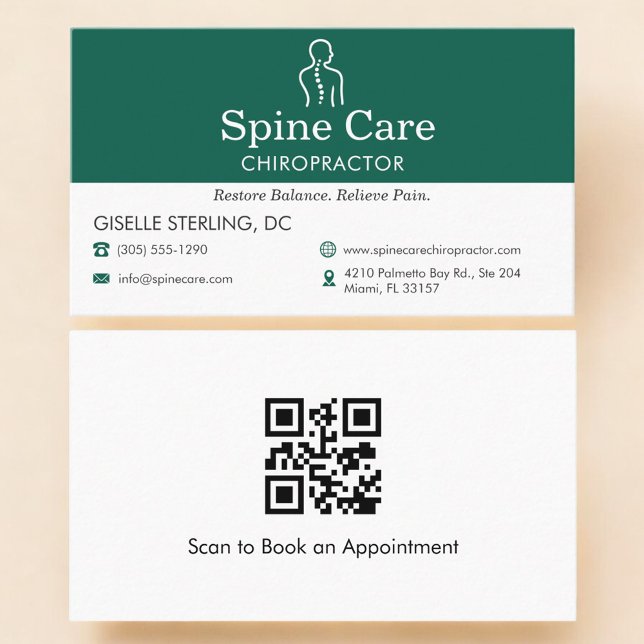 QR Code Chiropractor Spine Care Office Icon Visitkort (Skapare uppladdad)