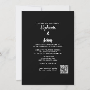 QR Code Classic Black White Script 2024 Bröllop Inbjudningar
