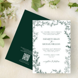 QR Code Classic Formal Emerald Grönt Bröllop Inbjudningar