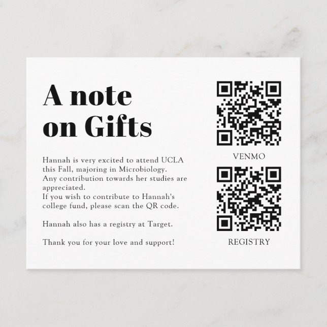 QR Code Collage Fund -cum-Thank You Grad Tilläggskort (Framsida)