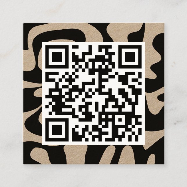 QR Code Coola Modern Kreativ Black Eco Kraft Fyrkantigt Visitkort (Framsida)