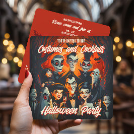 QR Code Costumes Cocktails Halloween-inbjudan Inbjudningar