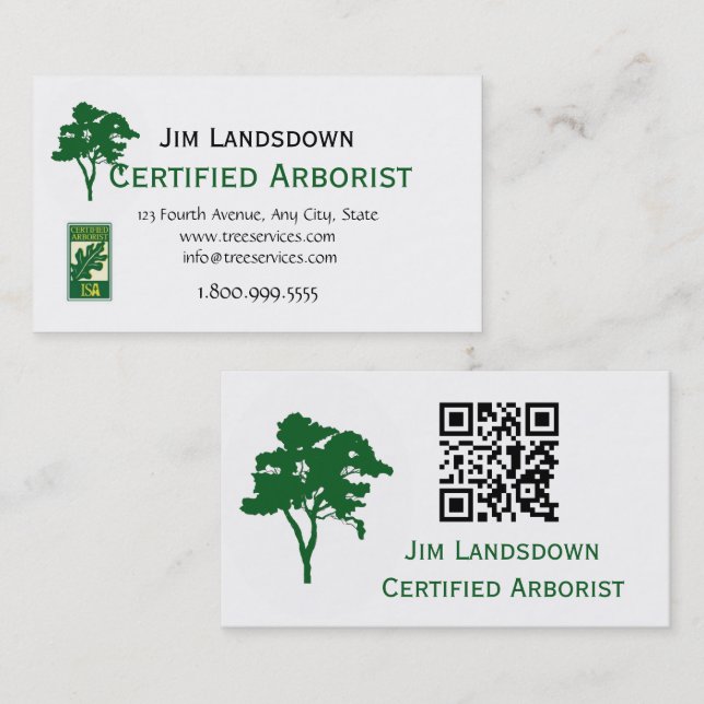 QR Code Custom Tree Arborist Business Card Visitkort (Fram/baksida)
