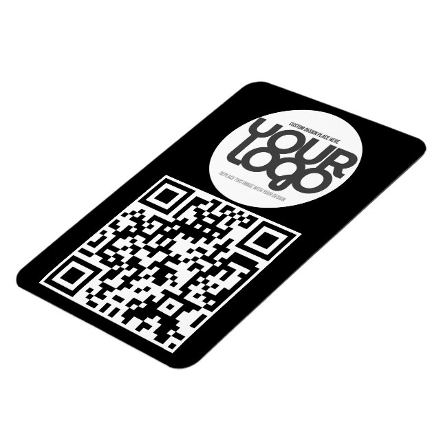 QR Code Customizable Modern Black Business Card Magnet (Vänstra Sidan)