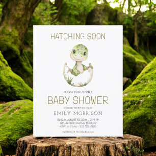 QR Code Cute Dinosaur Hatching Soon Baby Shower Flygblad