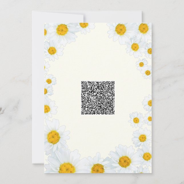 QR Code Daisy Flowers Baby Shower-inbjudan (Baksida)