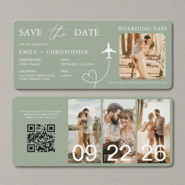 QR Code Destination Wedding Boarding Pass  (Skapare uppladdad)