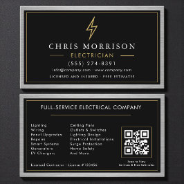 QR Code Electrician Electrical Contractor Metal  Visitkort