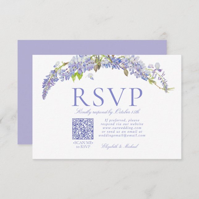 QR Code Elegant Lila Wisteria Script Formell OSA (Fram/baksida)