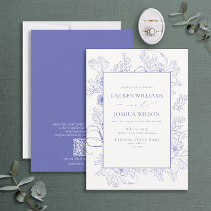 QR Code Elegant Lilac Lavender Blommigt Bröllop Inbjudningar