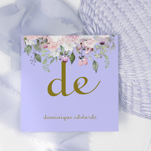 QR Code Elegant Modern Lila Blommigt Cosmetics Fyrkantigt Visitkort