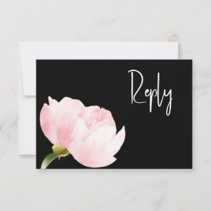 QR Code Elegant Rosa Black Blommigt OSA Kort