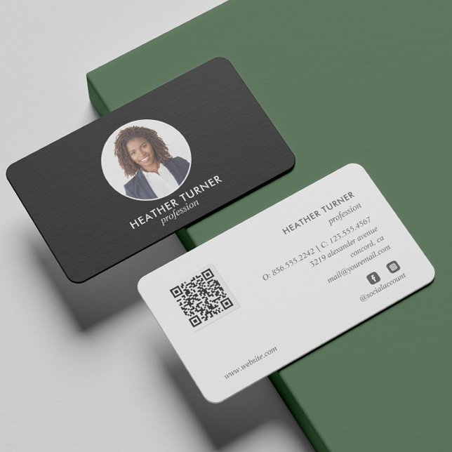 QR CODE eller Logotyp Professionell Headshot Photo Visitkort (Skapare uppladdad)