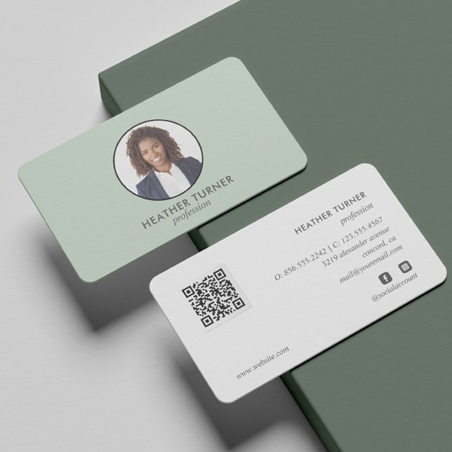 QR CODE eller Logotyp Professionell Headshot Photo Visitkort (Skapare uppladdad)