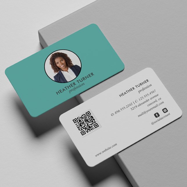 QR CODE eller Logotyp Professionell Headshot Photo Visitkort (Skapare uppladdad)