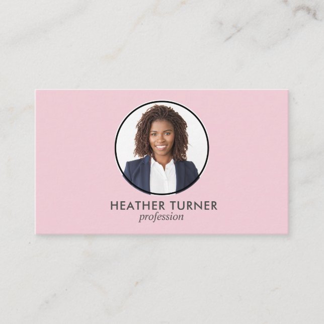 QR CODE eller Logotyp Professionell Headshot ROSA  Visitkort (Framsida)